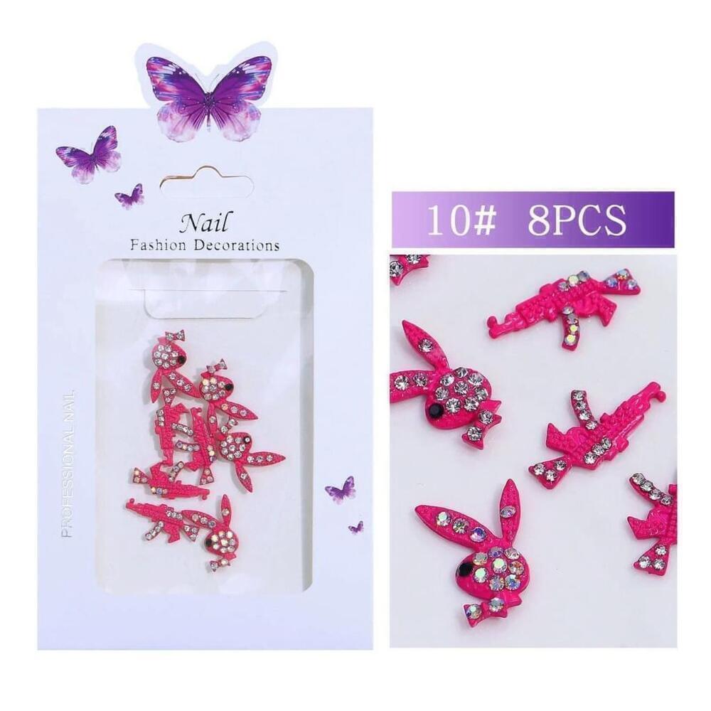 Nail Art Pink Bunnies Charms